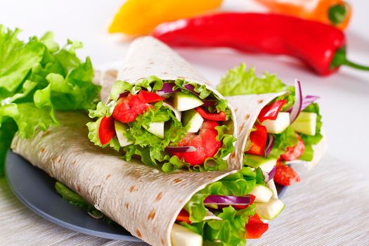 Healthy Vegetarian Salad Tortilla wraps