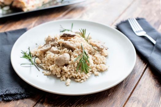 Tagliatelle vegetarian Pasta Dish with Mushrooms - Stock image