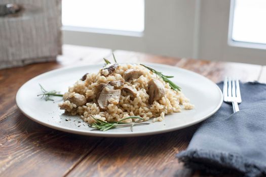 Tagliatelle vegetarian Pasta Dish with Mushrooms - Stock image