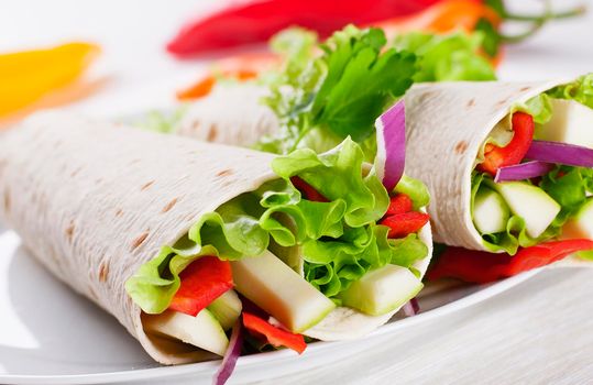 Healthy Vegetarian Salad Tortilla wraps