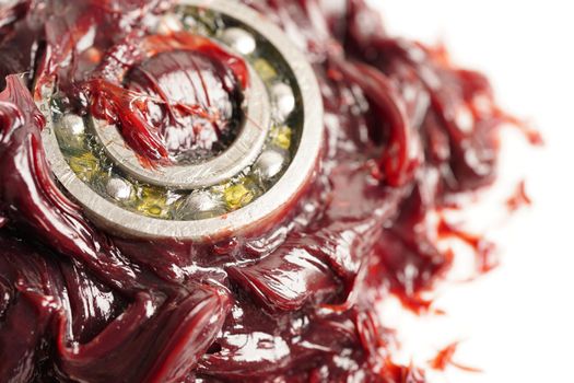 Grease and ball bearing, red excellent water resistance synthetic lithium complex grease for moving path and machinery lubrication for automotive and industrial.