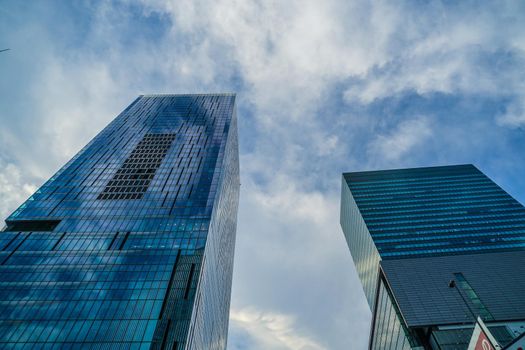 Shibuyas skyscrapers and sky. Shooting Location: Tokyo metropolitan area