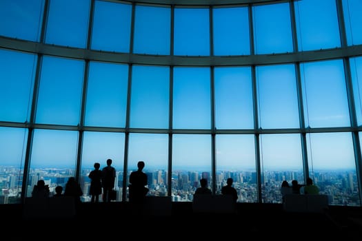 Silhouette of blue sky and people. Shooting Location: Yokohama-city kanagawa prefecture