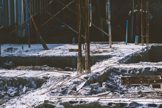 Construction site .Support structure .site check and business workflow of new building