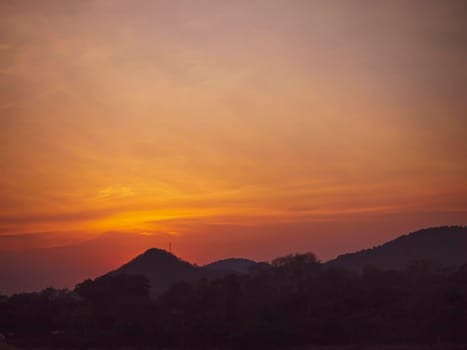 Mountain range at sunset, Lake. View on Mountain Lake in front of mountain range,