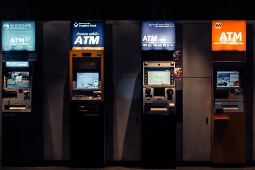 2019 June, Bangkok Thailnd  ATM Machine at railway staion in Bangkok