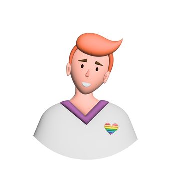 Young blond gay man on white background - illustration