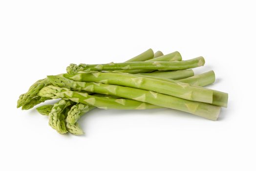 Fresh green asparagus on a white isolated background. Green asparagus isolate with shadow on white background