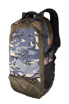 Camouflage backpack for the forest and military backpack isolated n white