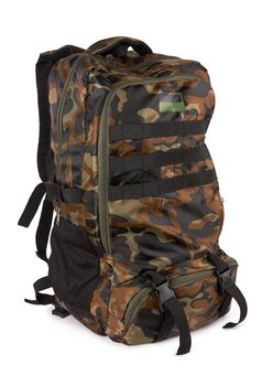 Camouflage backpack for the forest and military backpack isolated n white