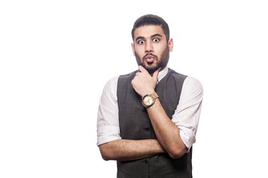 Handsome businessman on white background.