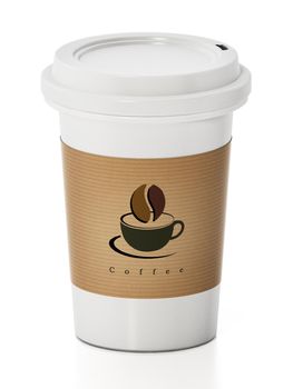 Disposable coffee cup isolated on white background. 3D illustration.