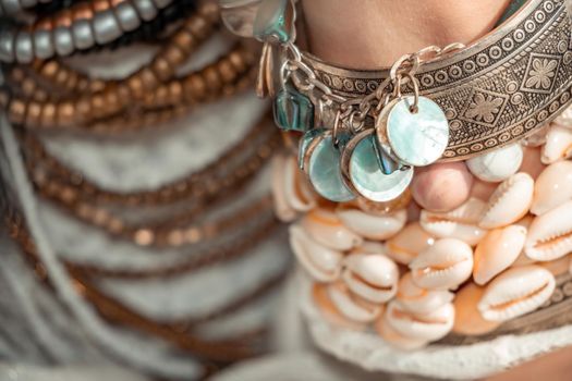 fashionable young model in boho style dress