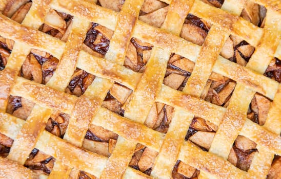 Pie with apples and cinnamon. Selective focus. Food.