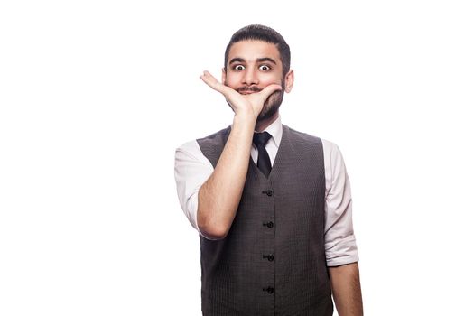 Handsome businessman on white background.