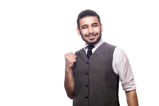 Handsome businessman on white background.