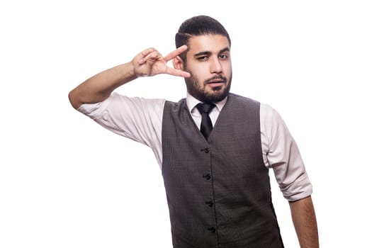 Handsome businessman on white background.