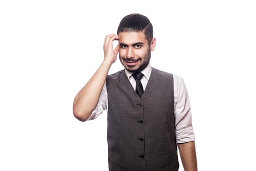 Handsome businessman on white background.