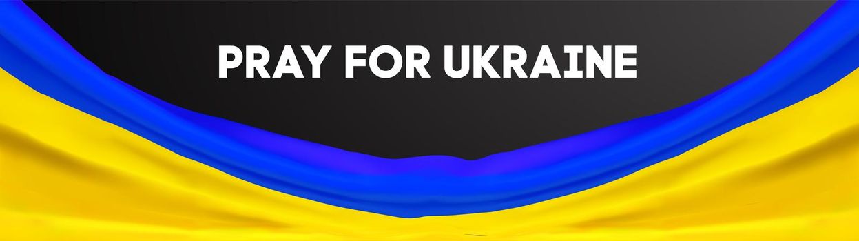Blue yellow ukrainian flag with pray for ukraine lettering. Stop Russia agression against Ukraine. Illustration.