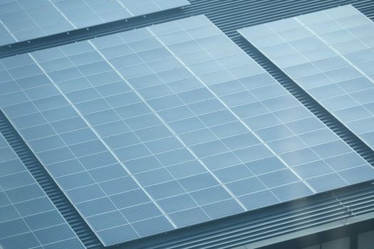 close-up of mounted solar panel, a good source of renewable alternative energy,