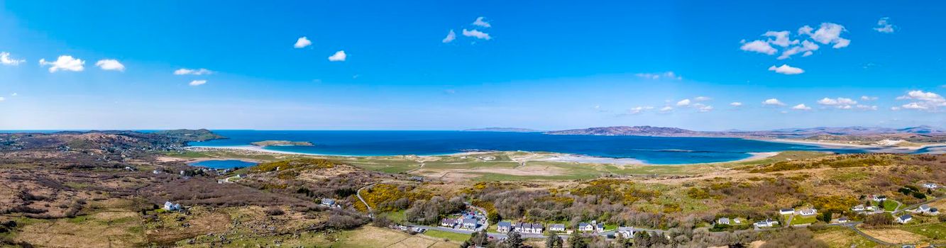 Aerial view of Portnoo, Narin and Clooney in County Donegal, Republic of Ireland.