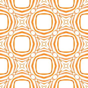 Tropical seamless pattern. Orange unusual boho chic summer design. Textile ready awesome print, swimwear fabric, wallpaper, wrapping. Hand drawn tropical seamless border.
