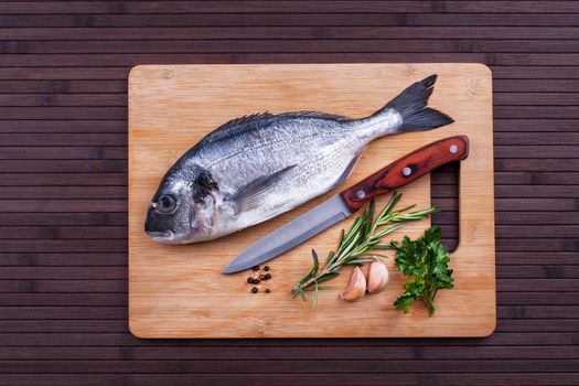 Cooking fish Dorado or Sparus aurata. Stock image.