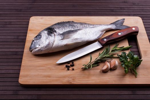 Cooking fish Dorado or Sparus aurata. Stock image.