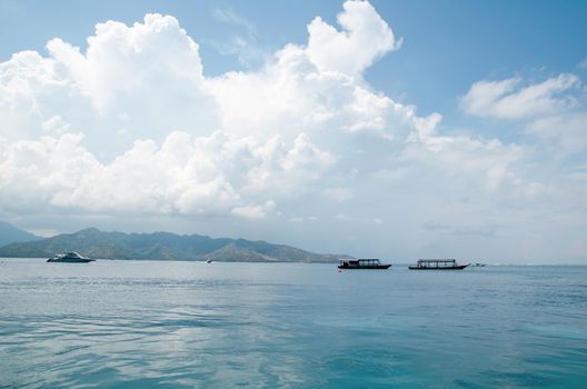 Turquoise water and blue sky. Indonesia, Gili Islands. Stock image