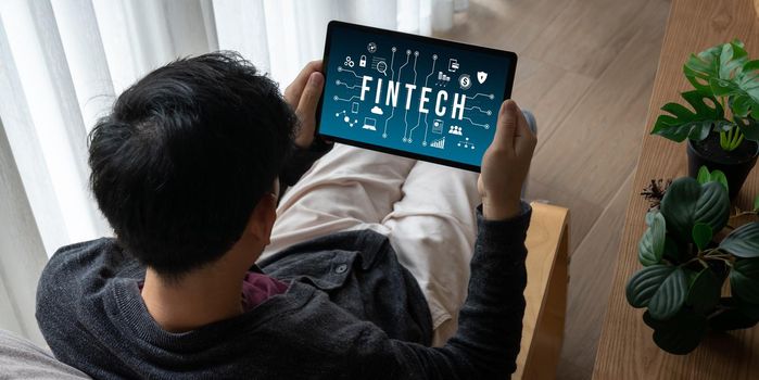 Fintech financial technology software for modish business to analyze marketing strategy