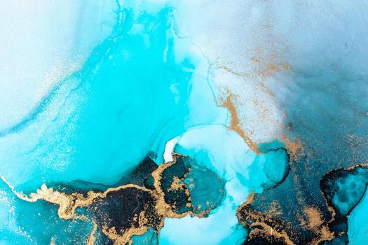 Luxury blue abstract background of marble liquid ink art painting on paper . Image of original artwork watercolor alcohol ink paint on high quality paper texture .