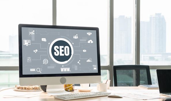 SEO search engine optimization for modish e-commerce and online retail business showing on computer screen