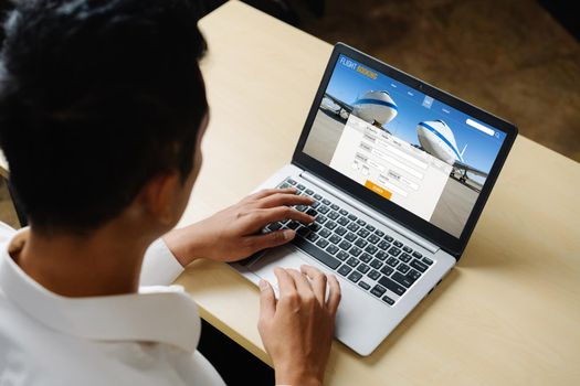 Online flight booking website provide modish reservation system . Travel technology concept .