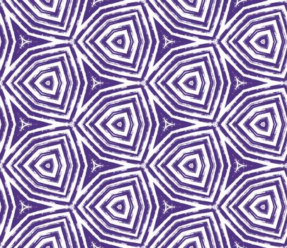 Geometric seamless pattern. Purple symmetrical kaleidoscope background. Textile ready neat print, swimwear fabric, wallpaper, wrapping. Hand drawn geometric seamless design.