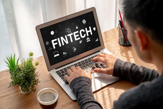 Fintech financial technology software for modish business to analyze marketing strategy