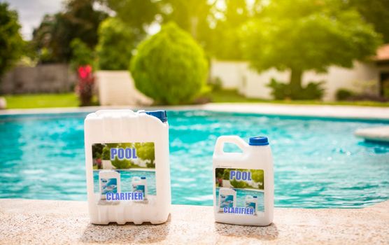 Pool cleaning purification tool. Algaecide product to clarify homemade swimming pools, Homemade pool clarifier