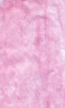 The painted leaf is Pink with a gouache brush. Hand-drawn gouache purple abstract background. Texture of brush strokes.