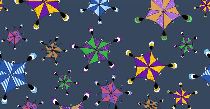 Abstract cartoon doodle background. Funny geometric figures similar to umbrellas. An excellent choice for fabrics, textiles, wallpaper, wrapping paper, etc.