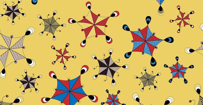 Abstract cartoon doodle background. Funny geometric figures similar to umbrellas. An excellent choice for fabrics, textiles, wallpaper, wrapping paper, etc.