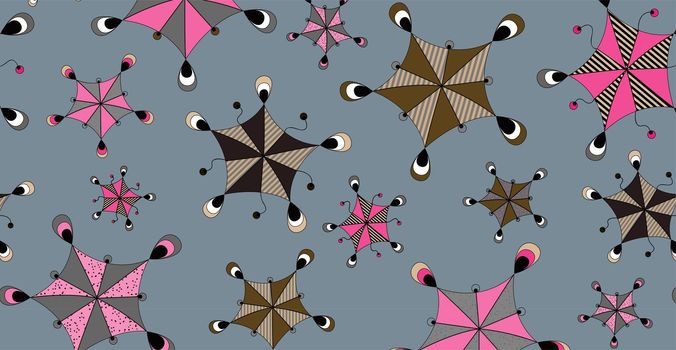 Abstract cartoon doodle background. Funny geometric figures similar to umbrellas. An excellent choice for fabrics, textiles, wallpaper, wrapping paper, etc.