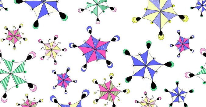 Abstract cartoon doodle background. Funny geometric figures similar to umbrellas. An excellent choice for fabrics, textiles, wallpaper, wrapping paper, etc.