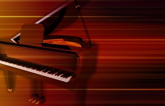 abstract blurred music background with grand piano on red