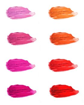 Lipstick cosmetics on white background isolate. Selective focus. Nature.
