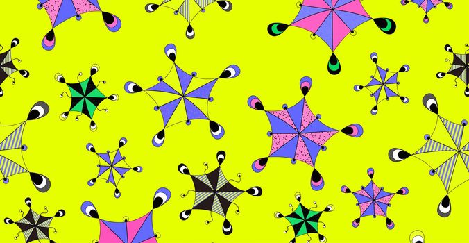 Abstract cartoon doodle background. Funny geometric figures similar to umbrellas. An excellent choice for fabrics, textiles, wallpaper, wrapping paper, etc.