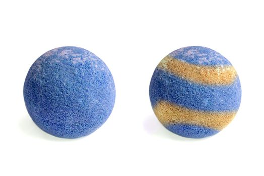 Set of aromatic bath bombs on a white background. aromatic bath balls of different colors