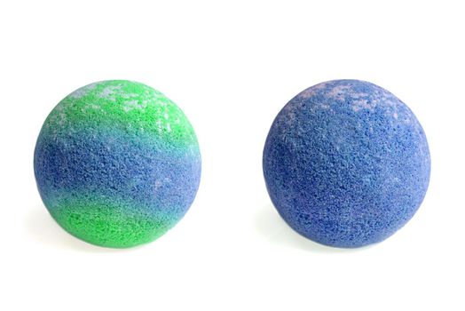 Set of aromatic bath bombs on a white background. aromatic bath balls of different colors