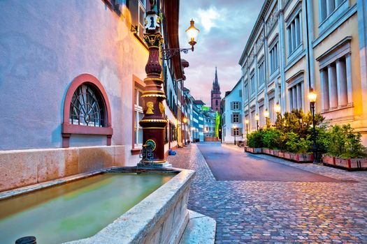 Basel historic upper town architecture evening view, northwestern Switzerland