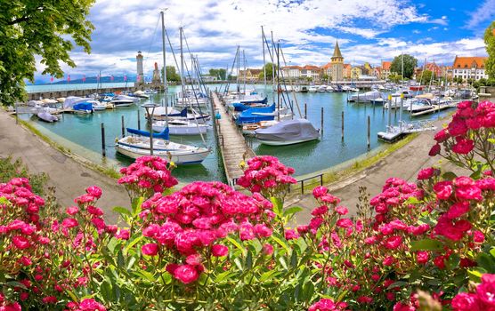 Town of Lindau on Bodensee lake panoramic view, Bavaria region of Germany