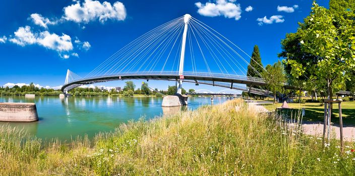 Passerelle des Deux Rives bridge over Rhine river connecting Germany and France, open border connecting Kehl and Strasbourg