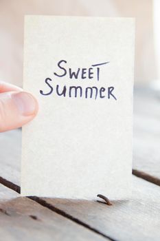 Sweet summer, a sign with the inscription. High quality photo